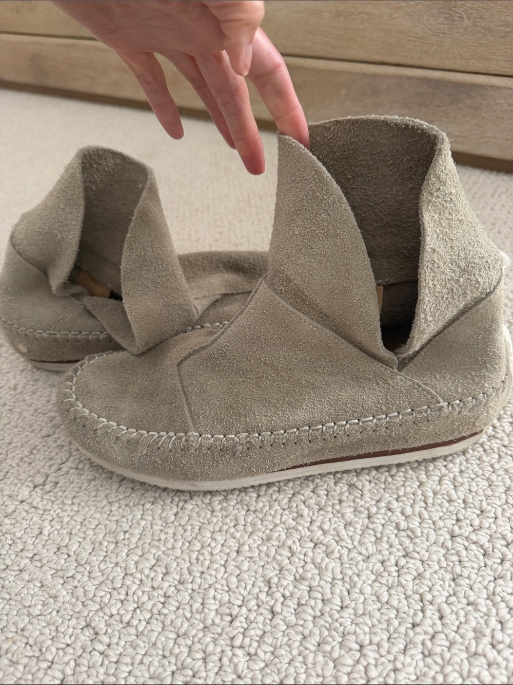 Rag & Bone Suede Moccasin Booties in Taupe - Picture 3 of 8